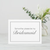 Moderne Minimalistische White Black Bridesmaid Car Save The Date (Stehend Vorderseite)