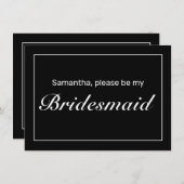 Moderne Minimalistische White Black Bridesmaid Car Save The Date (Vorne/Hinten)
