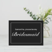 Moderne Minimalistische White Black Bridesmaid Car Save The Date (Stehend Vorderseite)