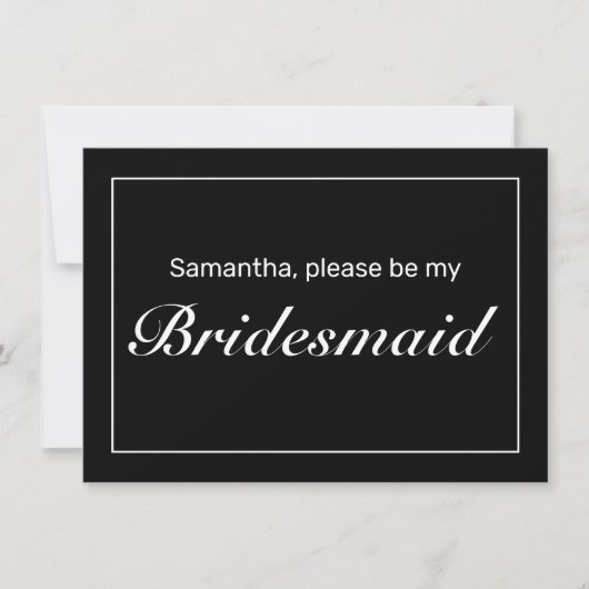 Moderne Minimalistische White Black Bridesmaid Car Save The Date (Vorderseite)