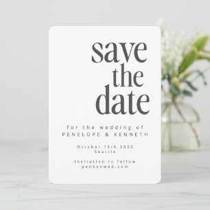Moderne minimalistische White Black Simple Wedding Save The Date