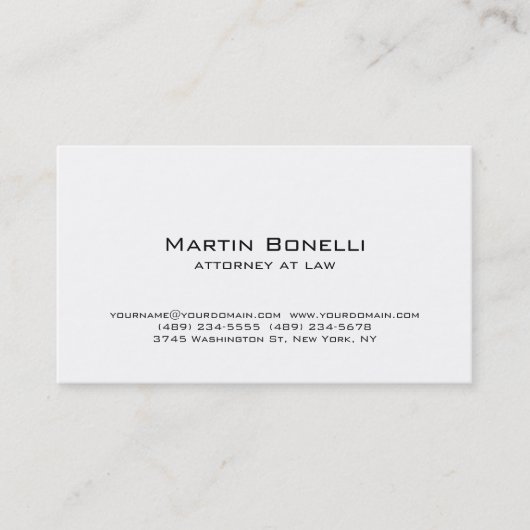 Moderne Minimalistische White Business Card Visitenkarte (Vorderseite)
