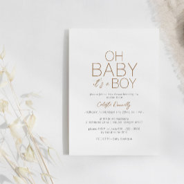 Moderne Minimalistische White Oh Baby Boy Dusche Einladung
