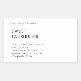 Moderne Minimalistische White Packaging Candle Kos Rechteckiger Aufkleber