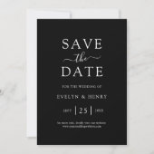 Moderne Minimalistische White Script Hochzeit Save The Date (Vorderseite)