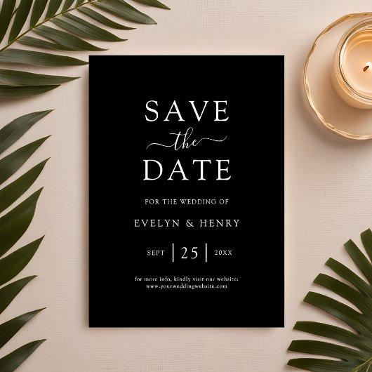 Moderne Minimalistische White Script Hochzeit Save The Date