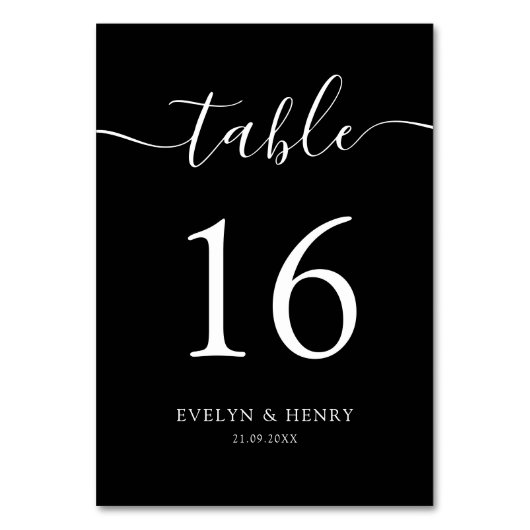 Moderne Minimalistische White Script Hochzeit Tischnummer (Rückseite)