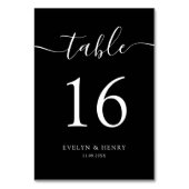 Moderne Minimalistische White Script Hochzeit Tischnummer (Vorderseite)
