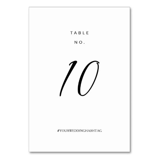 Moderne Minimalistische White Wedding Calligraphy Tischnummer (Vorderseite)