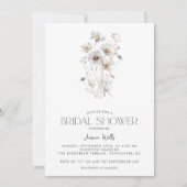 Moderne Minimalistische Wildblume Bouquet Brautpar Einladung (Vorderseite)