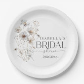 Moderne Minimalistische Wildblume Bouquet Brautpar Pappteller (Vorderseite)