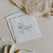 Moderne Minimalistische Wildblume Bouquet Brautpar Serviette