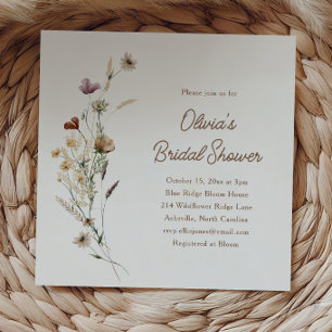 Moderne minimalistische Wildblumen Boho-Brautparty Einladung