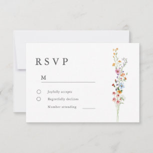 Moderne Minimalistische Wildblumen Hochzeit RSVP K Einladung