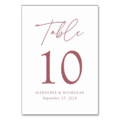Moderne Minimalistische Wüste Rose Script Wedding Tischnummer (Vorderseite)