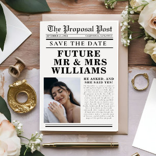 Moderne Minimalistische Zeitungshochzeit rettet da Einladung