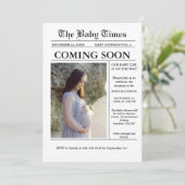 Moderne Minimalistische Zeitungsverkündung Schwang Einladung (Stehend Vorderseite)