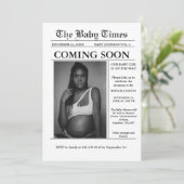 Moderne Minimalistische Zeitungsverkündung Schwang Einladung (Stehend Vorderseite)