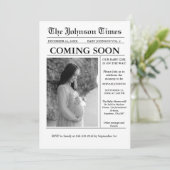 Moderne Minimalistische Zeitungsverkündung Schwang Einladung (Stehend Vorderseite)