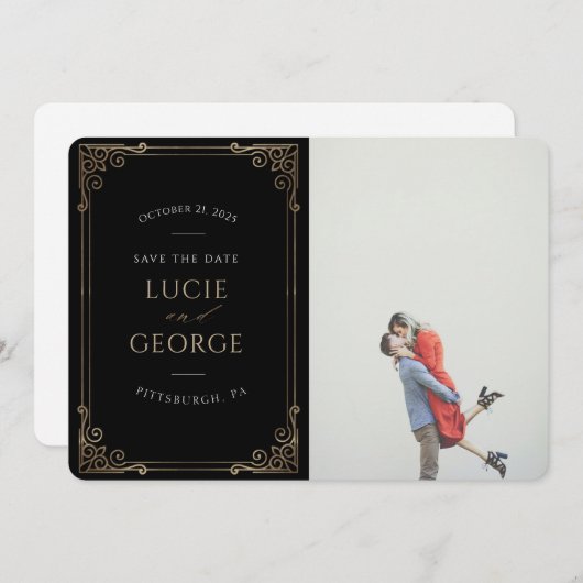 Moderne Minimalistische Zierrahmen Save the Date (Vorne/Hinten)