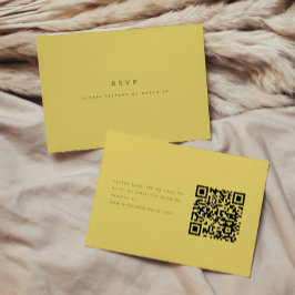 Moderne minimalistische Zitronengelb Hochzeits-QR- RSVP Karte
