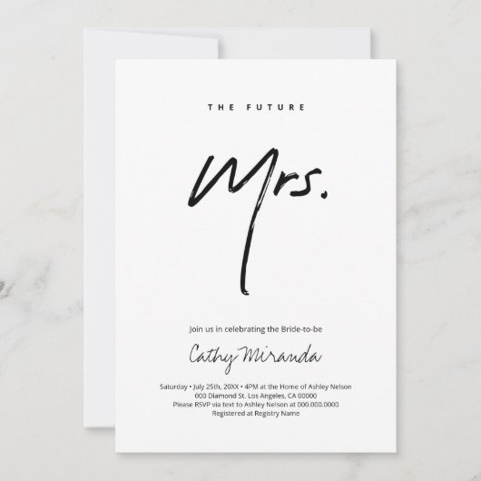 Moderne Minimalistische Zukunft Frau Brautparty Einladung (Vorderseite)