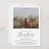 Moderne Minimalistische Zwei-Foto-Graduierungspart Einladung (Rückseite)