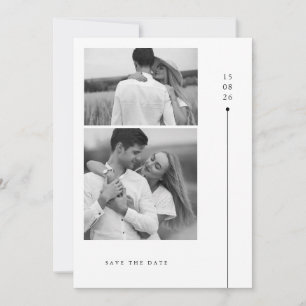 Moderne minimalistische Zwei-Foto-Hochzeit Save Th Einladung