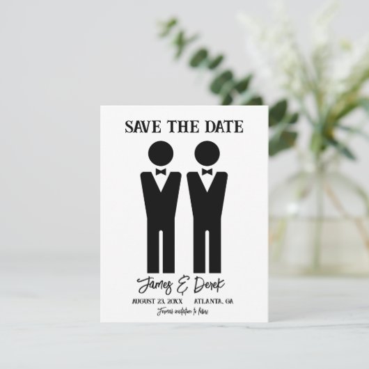 Moderne, Minimalistische zwei Zimmer Save The Date (Stehend Vorderseite)