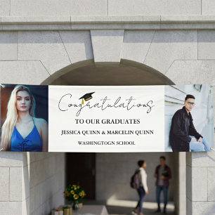Moderne Minimalistische Zwillinge Abschlussfeier F Banner