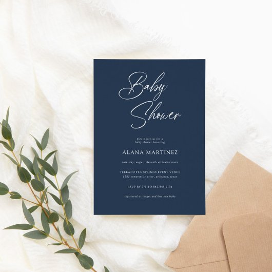 Moderne Minimalkalligraphie | Babydusche Einladung