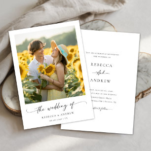 Moderne Minimalkalligraphie Sonnenblumenhochzeit F Einladung