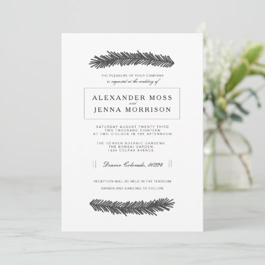 Moderne Minimalkiefer Einladung (Stehend Vorderseite)