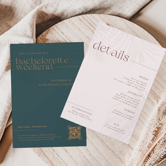 Moderne Minimalpalmen | Bachelorette Weekend Einladung