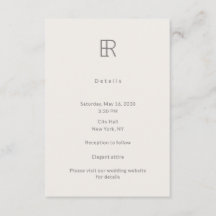 Moderne Minimalschrift Hochzeitsdetails Karte