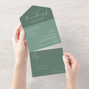 Moderne Minimalschrift Kalligrafie Sage Siegel Sen All In One Einladung