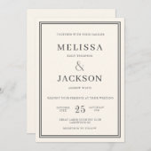 Moderne Minimalsit Elegante Klassische Hochzeit Einladung (Vorne/Hinten)