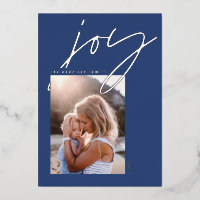 Moderne Minimalskriptfreude 1 Foto blau elegant