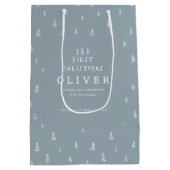 moderne, minimalstaubige blaue Weihnachtszeit Mittlere Geschenktüte (Rückseite)