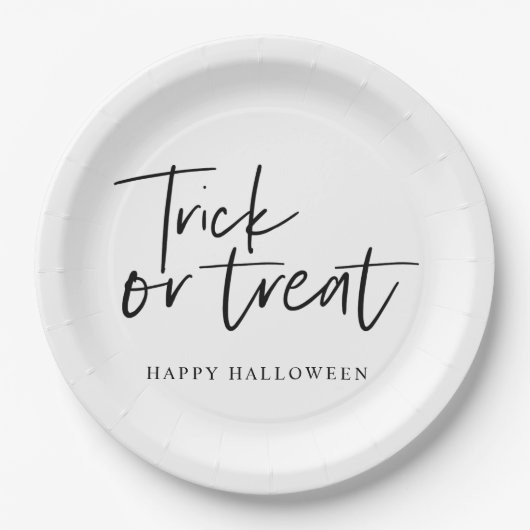 Moderne Minimaltricks und Leckerei | Frohe Hallowe Pappteller (Vorderseite)