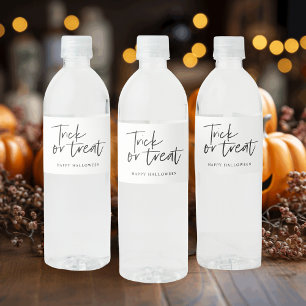 Moderne Minimaltricks und Leckerei Frohe Hallowe Wasserflaschenetikett