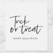Moderne Minimaltricks und Leckerei | Frohe Hallowe Weinetikett (Einzelnes Label)