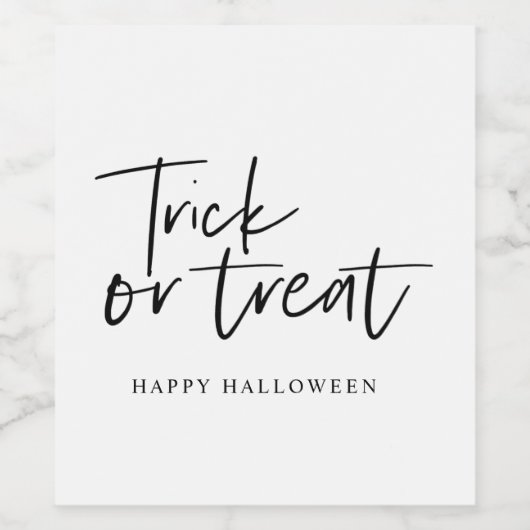 Moderne Minimaltricks und Leckerei | Frohe Hallowe Weinetikett (Einzelnes Label)