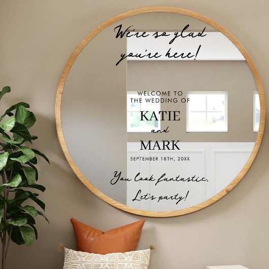 Moderne Minimalwillkommen bei unserem Hochzeitssym Fensteraufkleber