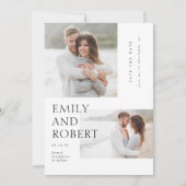 Moderne Minimilast Schwarz & Weiß 2 Foto Hochzeit Save The Date (Vorderseite)