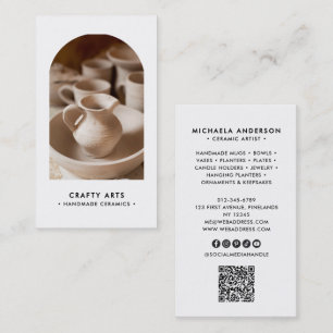 Moderne Minmal Boho Bogen Foto QR Code & Socials Visitenkarte