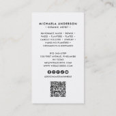 Moderne Minmal Boho Bogen Foto QR Code & Socials Visitenkarte (Rückseite)