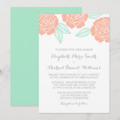Moderne Minsk- und Pfirsichfeiern Rose Einladungen (Vorne/Hinten)