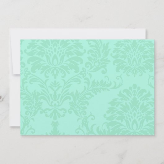 Moderne Mint Damask Hochzeit einladen Einladung (Rückseite)