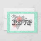 Moderne Mint Damask Hochzeit einladen Einladung (Rückseite)